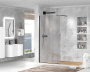 LIBERTA-L-1-80-120-GR-NERO Душевая перегородка с односторонним входом, стекло графит, профиль чёрный, 800x1200x1950 мм