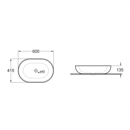 Раковина керамическая Vincea VBS-113MB, 600*415*135, накладная, цвет черный матовый