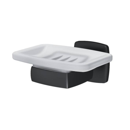 A9034222 Gem, Стеклянная мыльница с настенным держателем, черная A9034222 Gem, Стеклянная мыльница с настенным держателем, черная