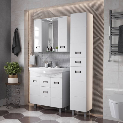 Шкаф-зеркало Onika Балтика 80 белый, с подсветкой