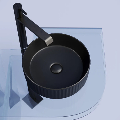 Умывальник чаша накладная круглая (цвет Черный Матовый) Element 360*360*115мм