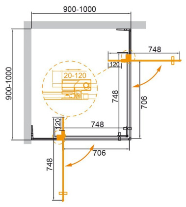Душевой уголок Cezares SLIDER-A-2-70/80-BR-NERO стекло бронзовое, профиль черный матовый Душевой уголок Cezares SLIDER-A-2-70/80-BR-NERO стекло бронзовое, профиль черный матовый