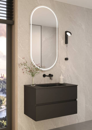 Тумба без раковины Vallessi 80*46cm АНТРАЦИТ мат. 2 полки, 837-080-A mat Boheme