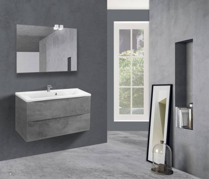 База под раковину Mia 900 подвесная, 2 выкатных ящика soft close, Beton