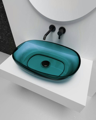 Раковина накладная прозрачная ABBER Kristall AT2805Aquamarin бирюзовая Раковина накладная прозрачная ABBER Kristall AT2805Aquamarin бирюзовая