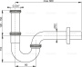 Сифон для умывальника DN32, U-форма с накидной гайкой 5/4", металл