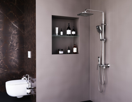 DX220920000xxx Apollo, душевая система со смесителем-полкой: верхний душ 230*230мм, ручной душ DX220920000xxx Apollo, душевая система со смесителем-полкой: верхний душ 230*230мм, ручной душ