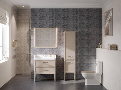 Тумба POMPEI напольная с 2 ящиками 80, камео бежевый глянцевый Тумба POMPEI напольная с 2 ящиками 80, камео бежевый глянцевый