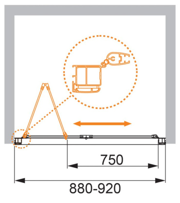 ANIMA-W-BS-90-P-Cr Душевая дверь