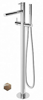 LEAF-VDP-L-SS Напольный смеситель для ванны и душа однорычажный в комплекте с ручным душем и шлангом, исполнение Sunset