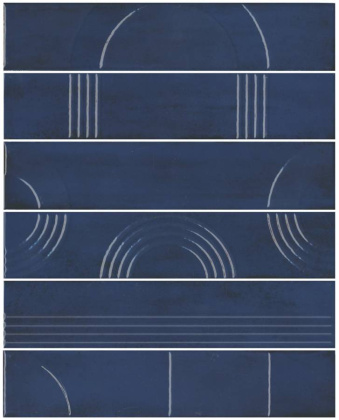 Панно Мажорель синий тёмный глянцевый (из 6 частей 6х28,5) 36x28,5x1