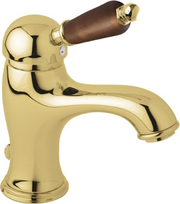 ELITE-LSM1-01-Nc Смеситель для раковины однорычажный с донным клапаном, исполнение хром, ручка орех