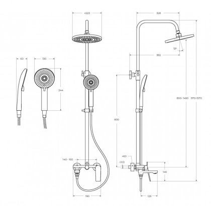 COMFORT-CVD-01 Душевая стойка со смесителем и изливом, хром COMFORT-CVD-01 Душевая стойка со смесителем и изливом, хром
