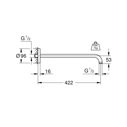 Душевой кронштейн Grohe Rainshower 26146000 хром Душевой кронштейн Grohe Rainshower 26146000 хром