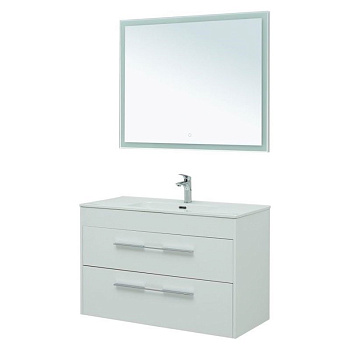 Мебель для ванной Aquanet Августа 100 белый (ручка хром, раковина Flat) Мебель для ванной Aquanet Августа 100 белый (ручка хром, раковина Flat)