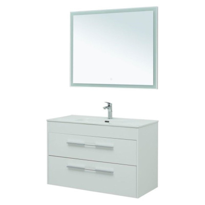 Мебель для ванной Aquanet Августа 100 белый (ручка хром, раковина Flat) Мебель для ванной Aquanet Августа 100 белый (ручка хром, раковина Flat)