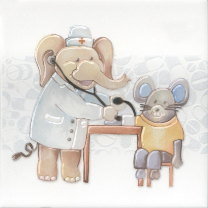 Декор VT\A503\5009 Айболит 3 белый,бежевый 20см*20см*6,9мм (1уп/10шт/)фауна, шт