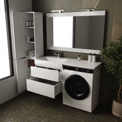 Тумба с раковиной подвесная Style Line Даллас 130 L Люкс PLUS, белая, шт Тумба с раковиной подвесная Style Line Даллас 130 L Люкс PLUS, белая, шт