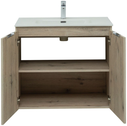 Тумба под раковину Aquanet Алвита New 80 2 дверцы, дуб веллингтон белый Тумба под раковину Aquanet Алвита New 80 2 дверцы, дуб веллингтон белый