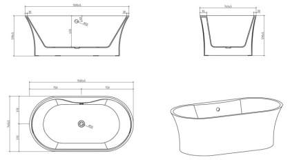 Акриловая ванна BELBAGNO BB201-1700-800 Акриловая ванна BELBAGNO BB201-1700-800