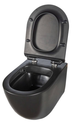 Унитаз подвесной безободковый Creto Logan L1 1001-002-L1BLMAT с крышкой-сиденьем микролифт, матовый черный Унитаз подвесной безободковый Creto Logan L1 1001-002-L1BLMAT с крышкой-сиденьем микролифт, матовый черный