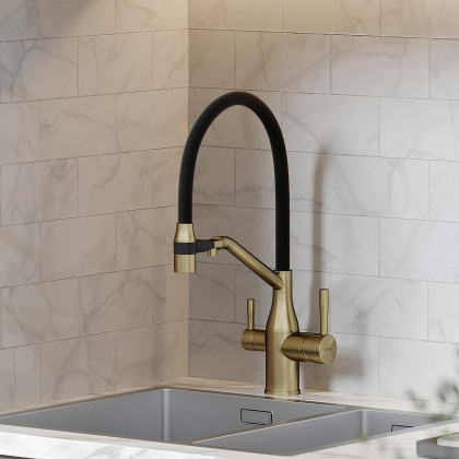 Смеситель для кухни SANCOS Orta с возможностью подключения фильтра для воды, цвет брашированное золото, арт. SC4008BG