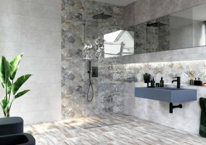 Вставка Cemento Vetro Grey W\DEC P 25x75 NR Mat 1 Вставка Cemento Vetro Grey W\DEC P 25x75 NR Mat 1