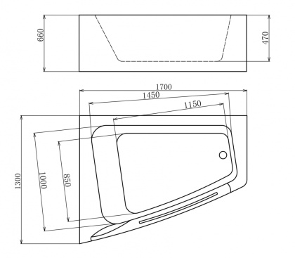 Акриловая ванна Gemy 170х130 G9056 K L