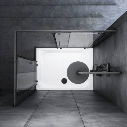 W90G-404-120290-BT Gem Twin Slide 120x90. Душевое ограждение,120x90, профиль Черный мат., стекло про