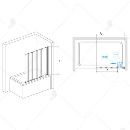 Шторка на ванну RGW Screens SC-21 120x150 профиль Хром стекло прозрачное